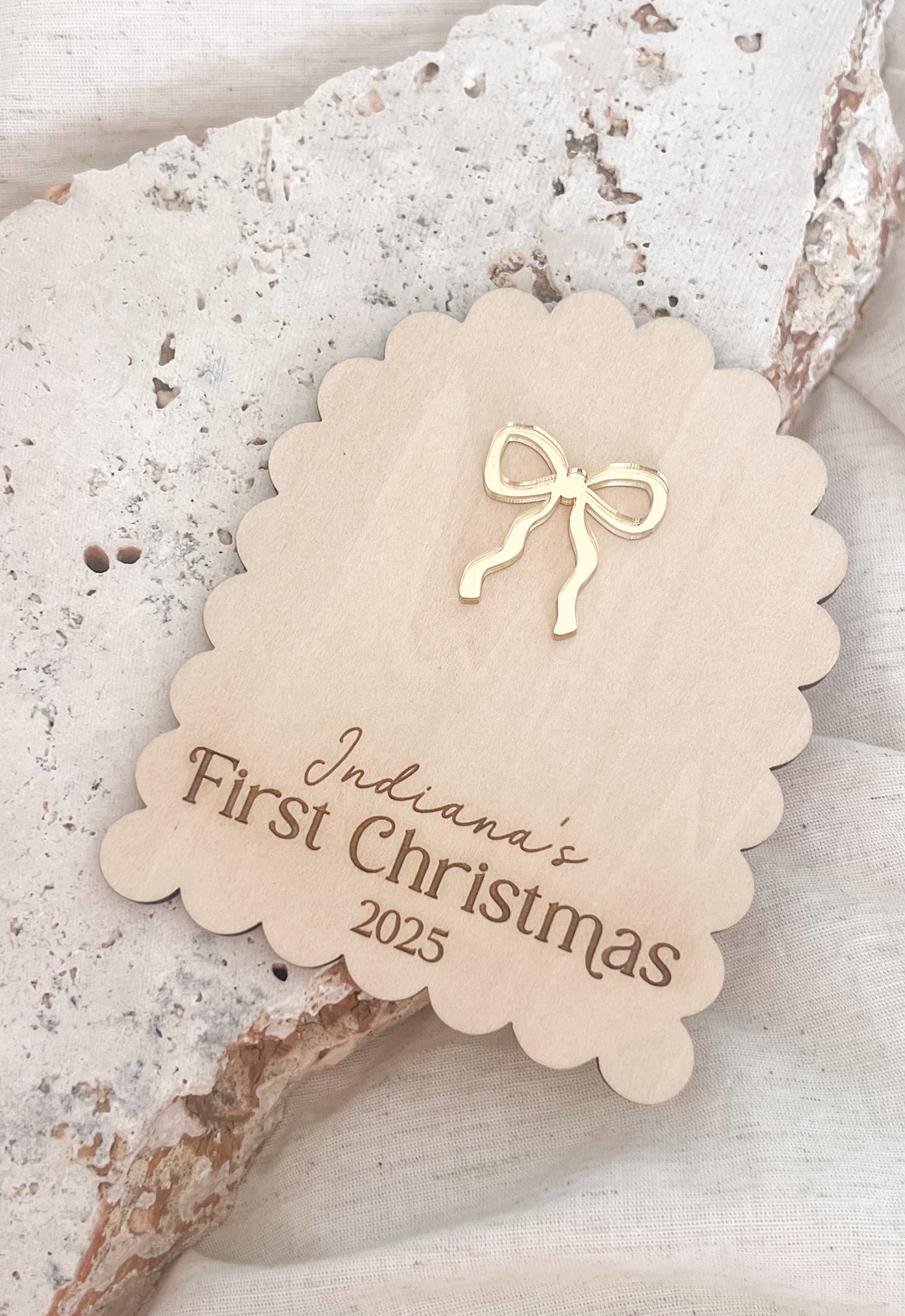 Christmas Plaque - Bow First Christmas
