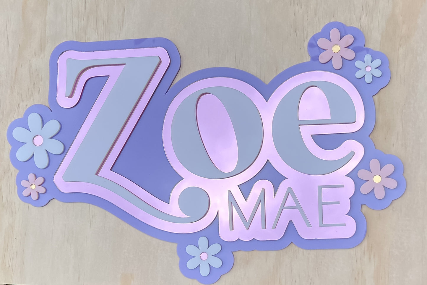 Name Plaque - Daisies (Triple Layer)