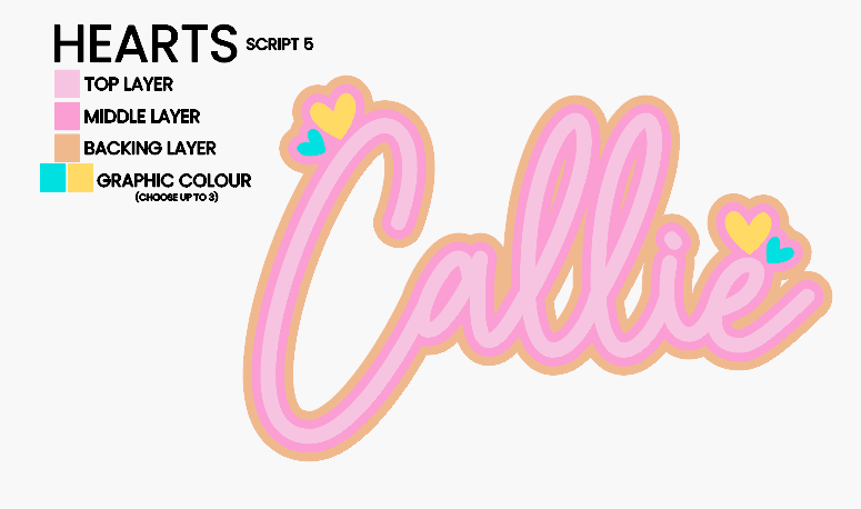 Name Plaque - Hearts (Triple Layer)