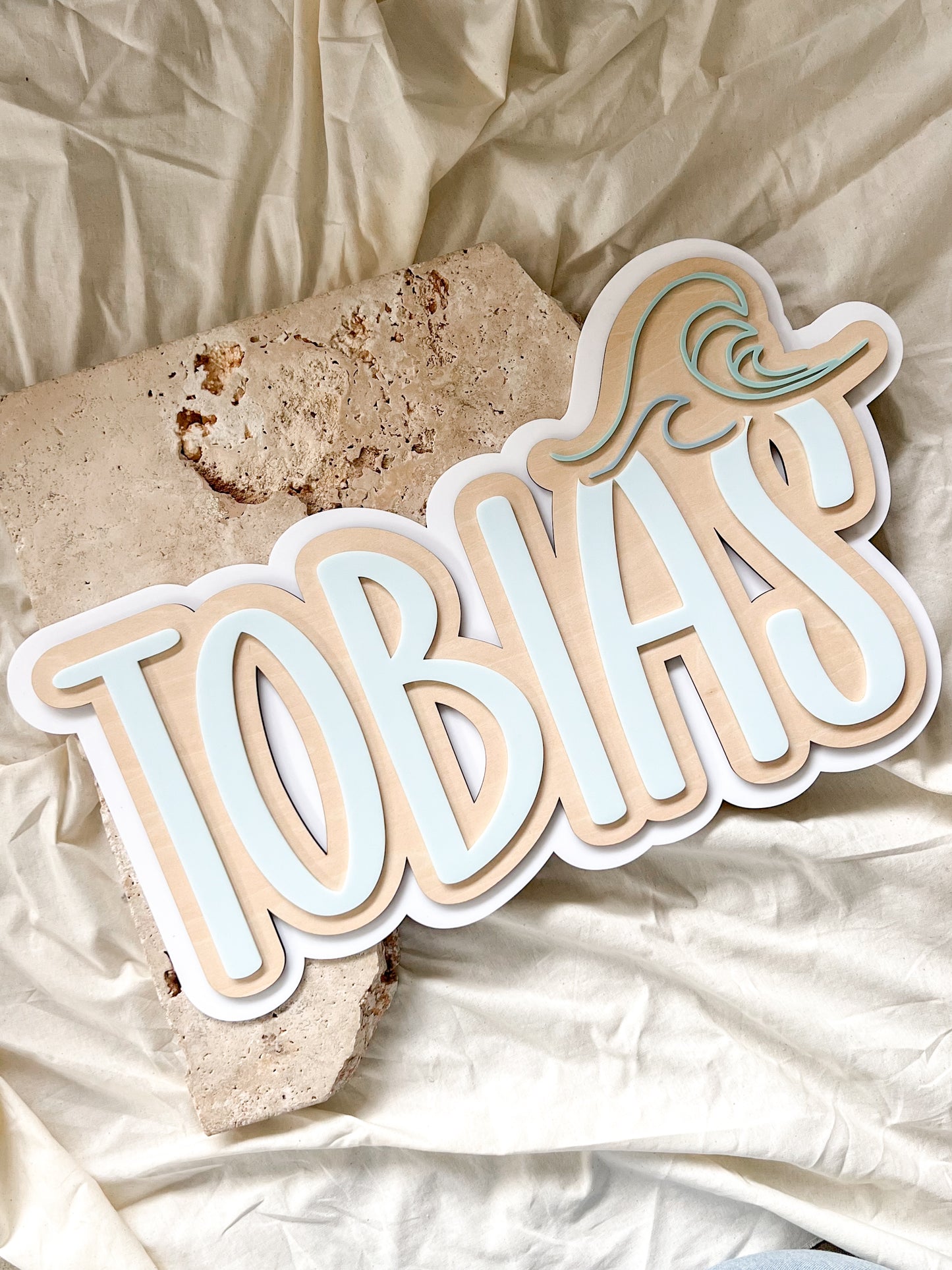 Name Plaque - Waves (Triple Layer)