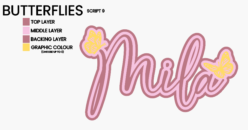 Name Plaque - Butterflies (Triple Layer)