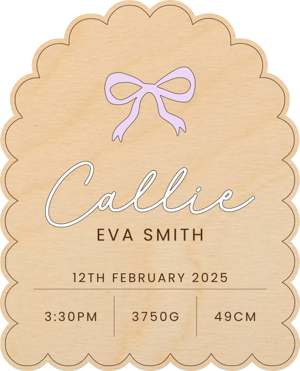 Birth Details Plaque - Bow