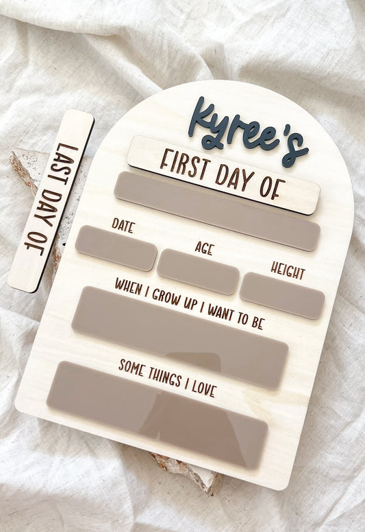 First Day Board - Arch (Script Font)