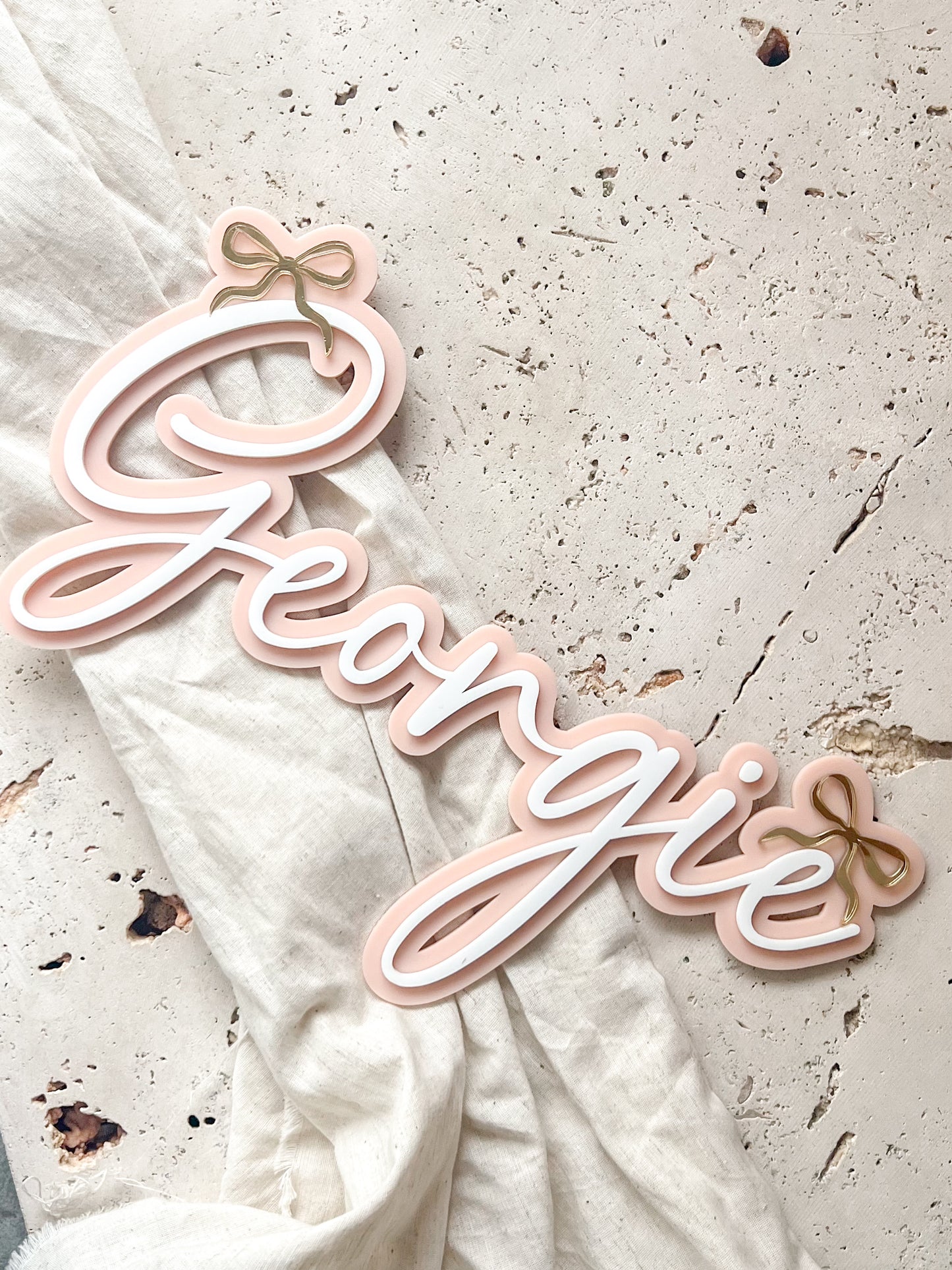 Name Plaque - Bows (Double Layer)