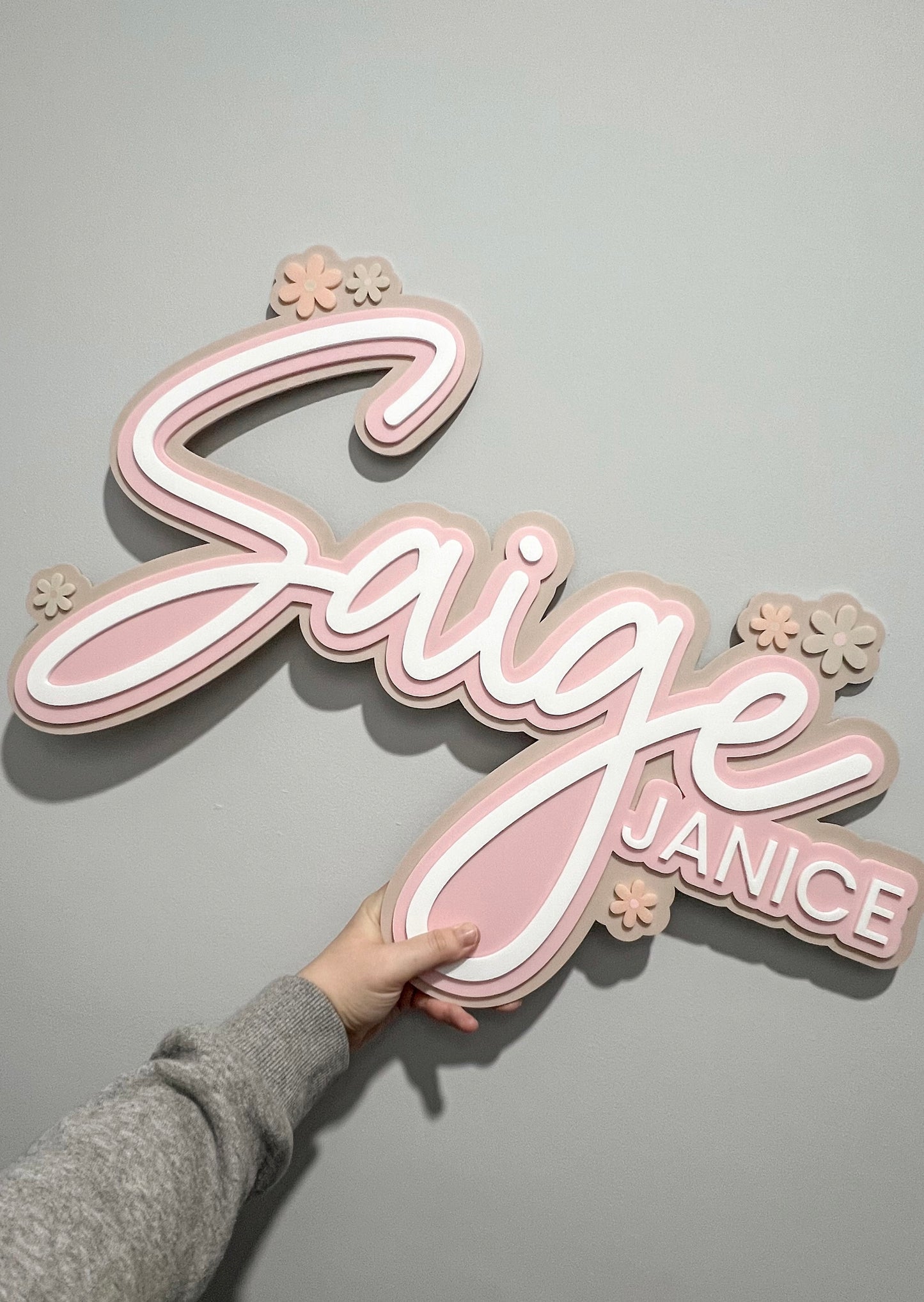 Name Plaque - Daisies (Triple Layer)