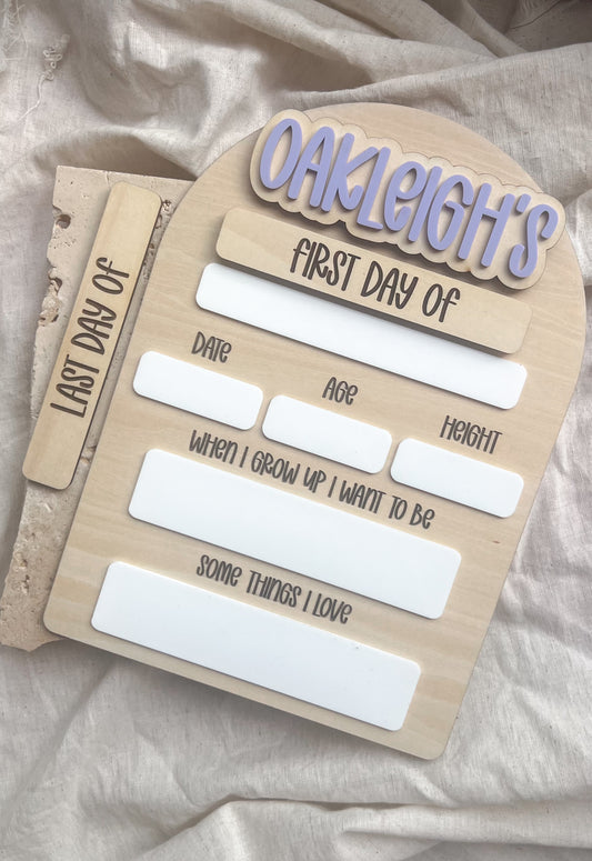 First Day Board - Arch (Fun Font)