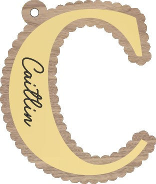Scalloped Initial (Double Layer) Christmas Ornament