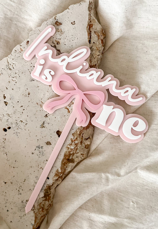 Acrylic Cake Topper - 'Bow' Birthday Topper
