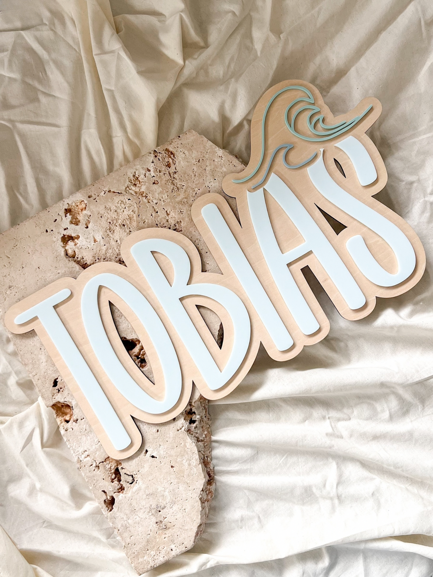 Name Plaque - Waves (Double Layer)