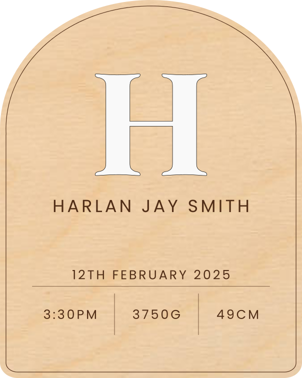 Birth Details Plaque - Initial