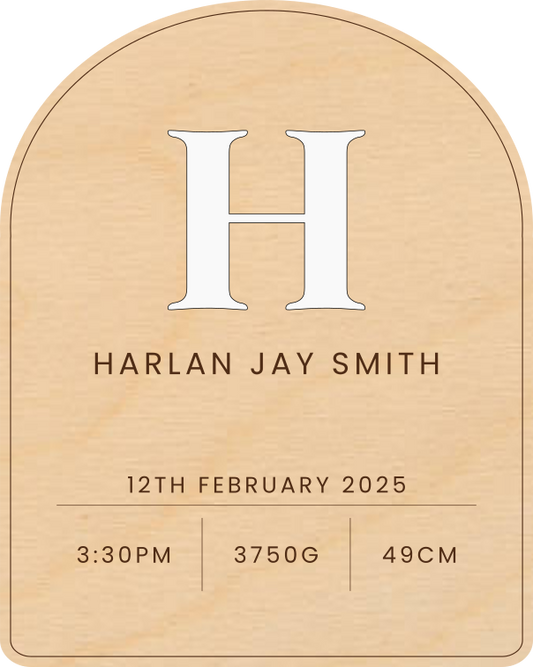 Birth Details Plaque - Initial