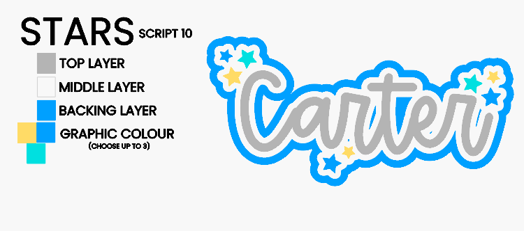 Name Plaque - Stars (Triple Layer)