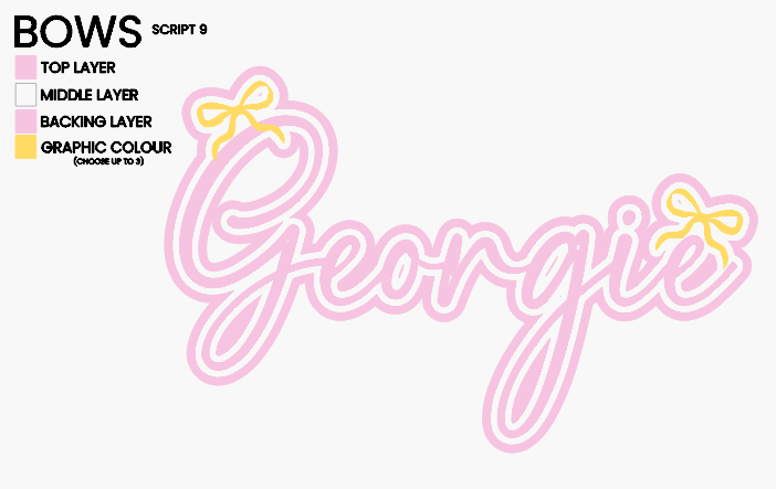 Name Plaque - Bows (Triple Layer)