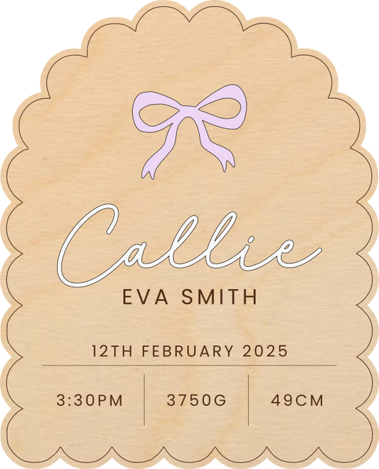 Birth Details Plaque - Bow